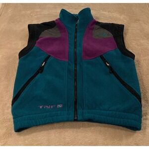 Vintage The North Face TNFX colorblock Fleece Vest size Medium Teal Purple Black